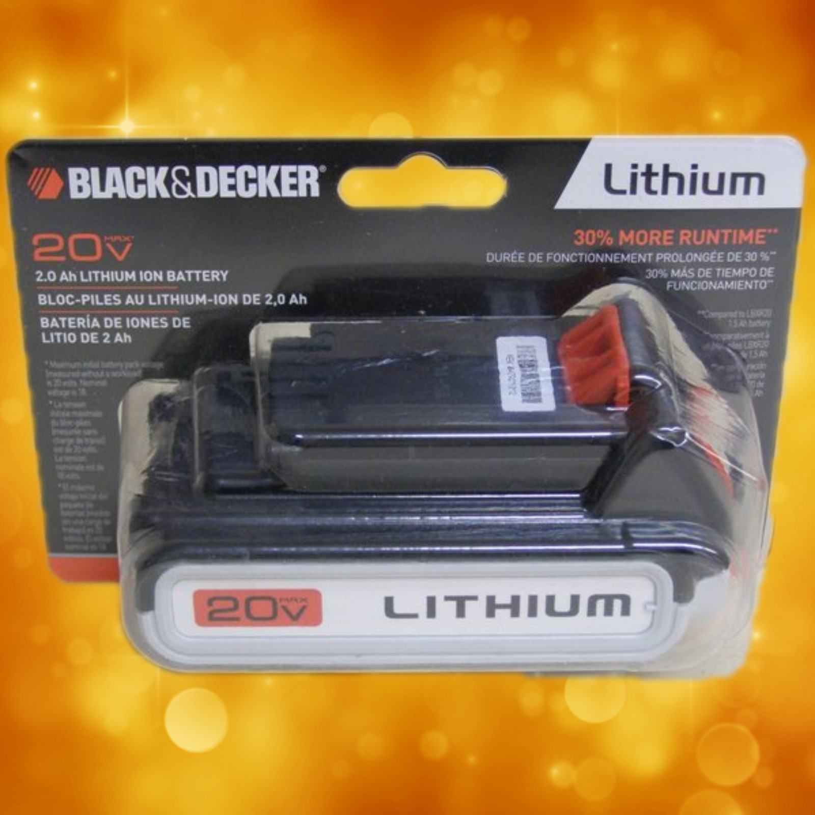 Black Decker Tool Part LBXR2020 20V MAX 2.0 Ah Lithium Battery